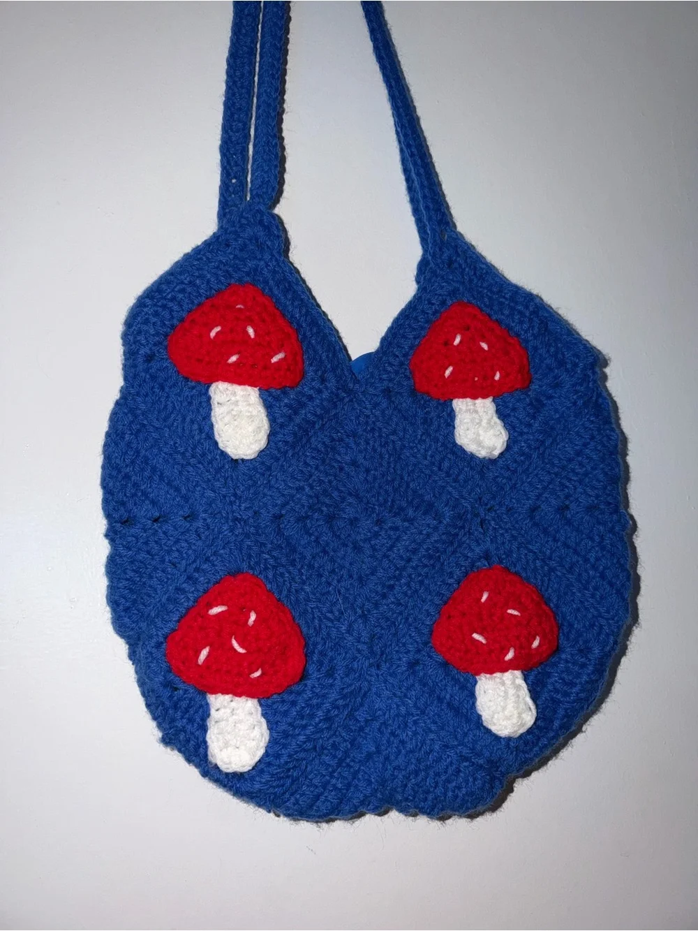 Handmade Crochet Mushroom Bag 🍄💙